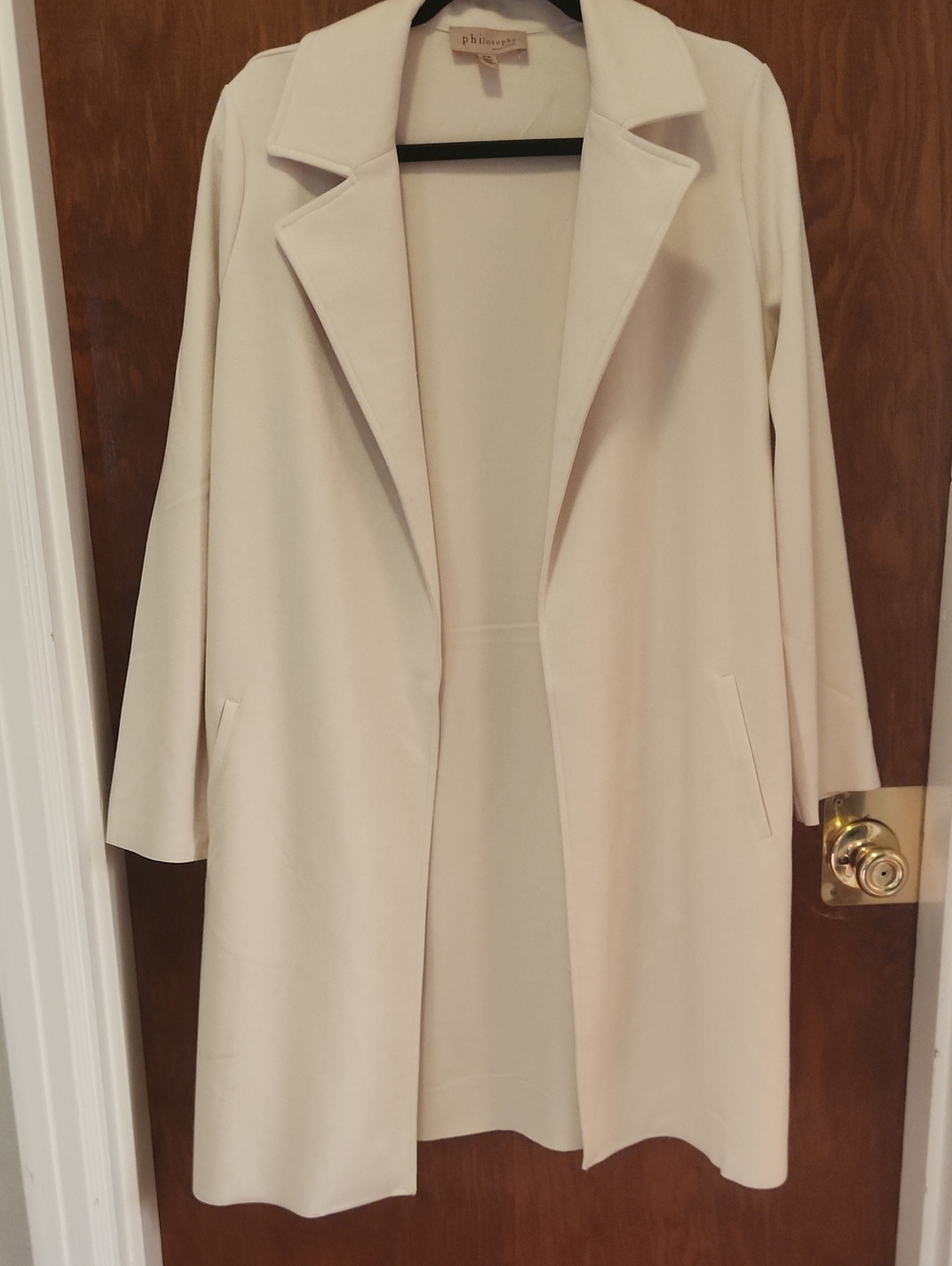 Philosophy Cream Open-Front Trench Coat